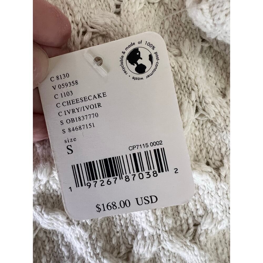 Free People Oversized Cable Knit Mock Neck Sweater Vest Ivory Chunky NWT Small - Picture 5 of 9